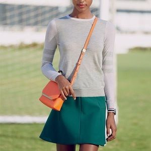 J. Crew Fluted Skirt in Double Crepe Green